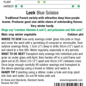 Leek Blue Solaise – 225 Seeds (Av.)