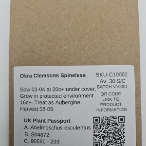 Okra – Clemsons Spineless – 30 Seeds Av.