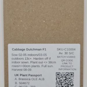 Cabbage Dutchman F1 – Av. 30 Seeds